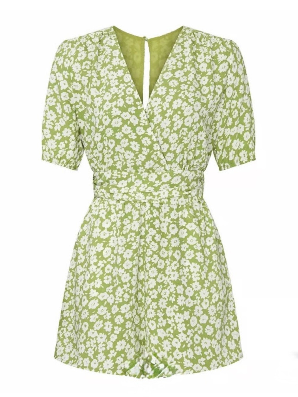 Heartloom Lime Green Floral Wrap Mini Dress